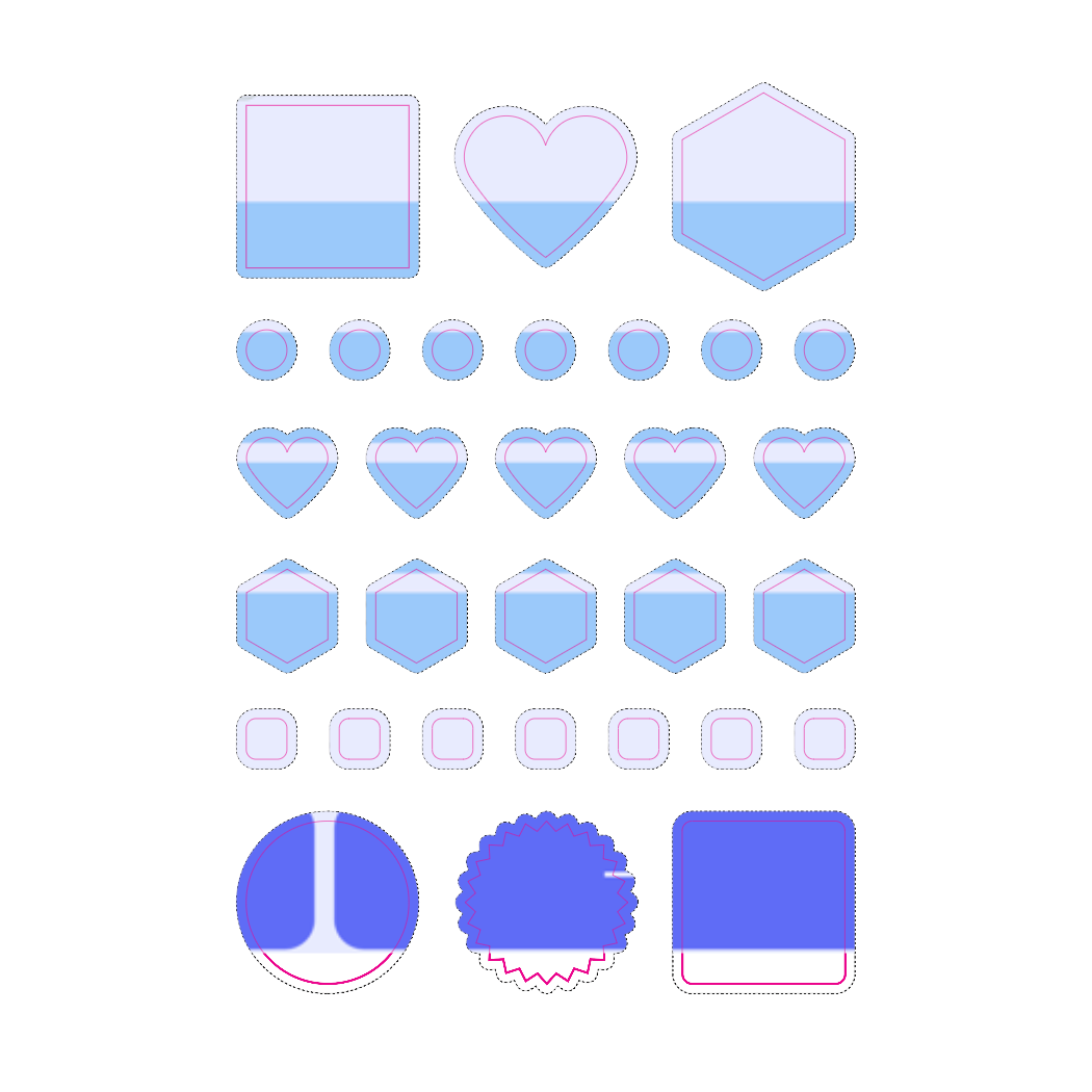 Glossy clear vinyl mixed kiss cut sticker sheet