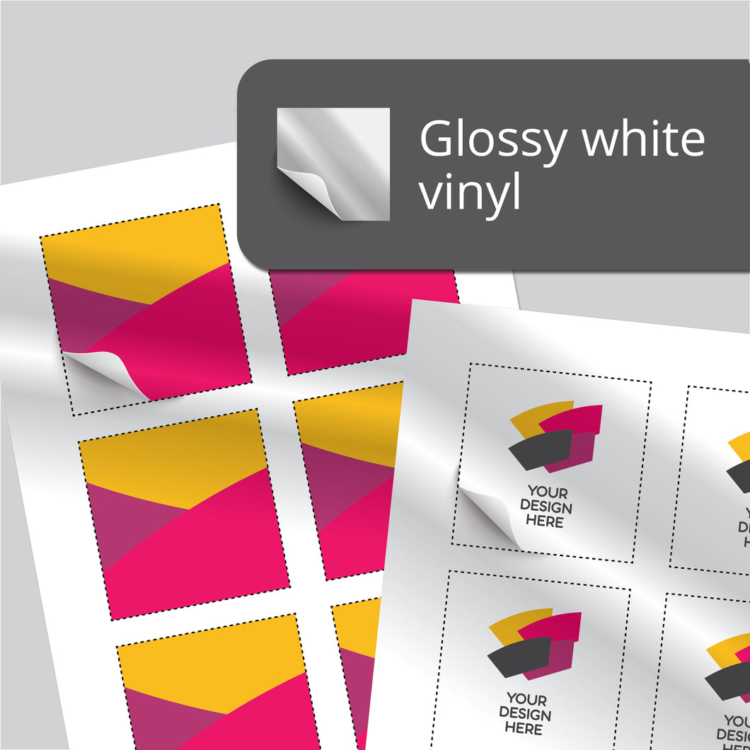 Glossy white vinyl kiss cut sticker sheet