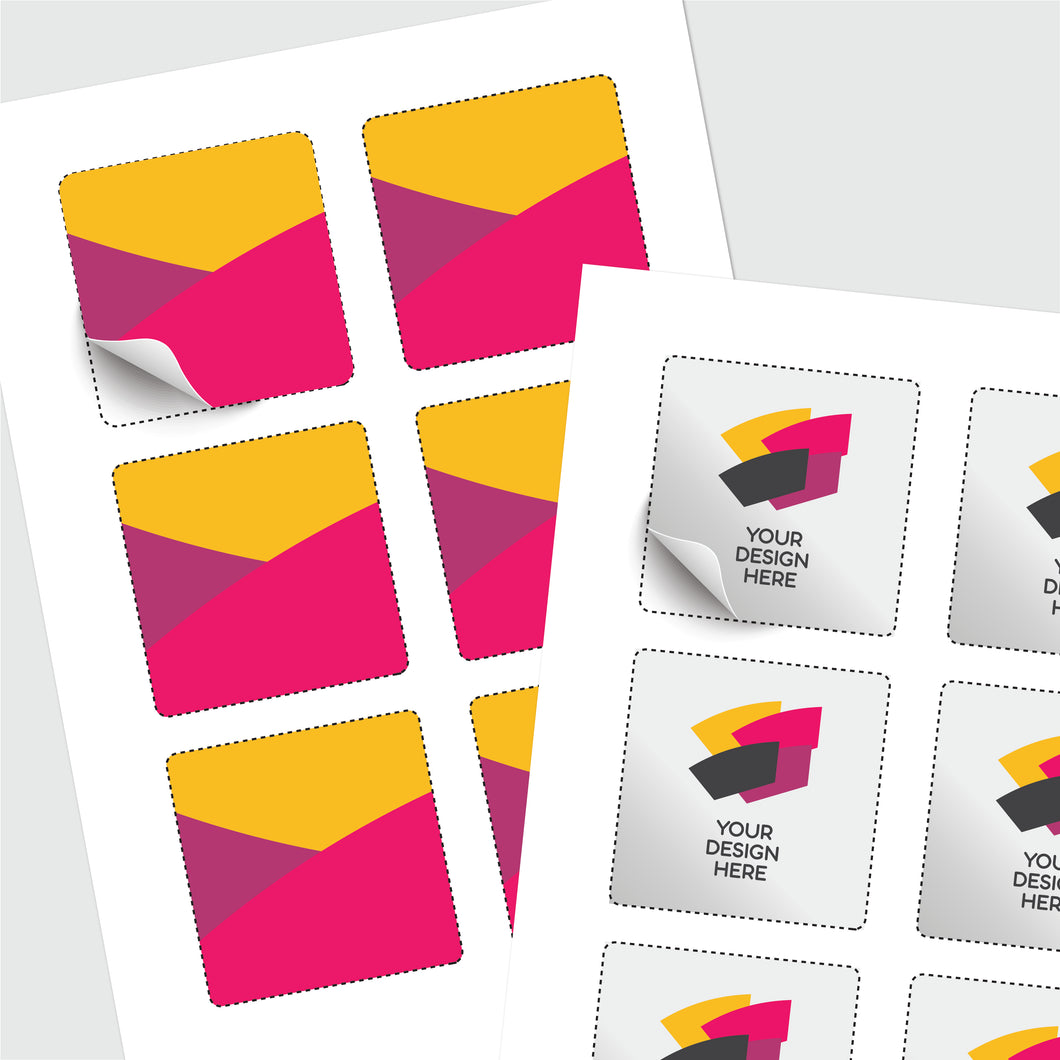 Rounded corners square kiss cut sticker sheet