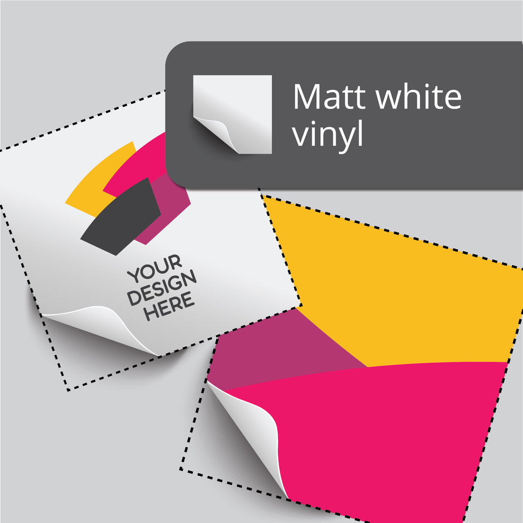 Matt white vinyl die cut sticker